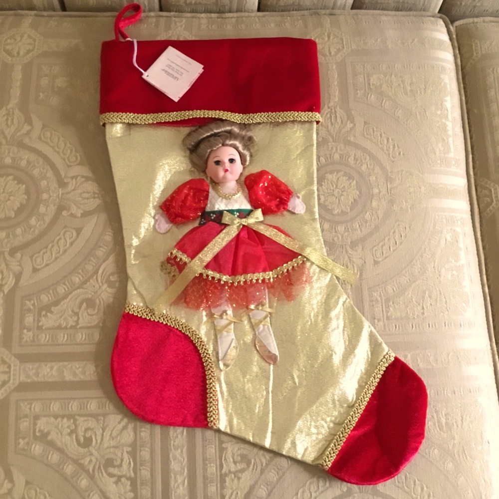 New Madame Alexander Dancing Wendy Doll Red & Gold Christmas Holiday Stocking